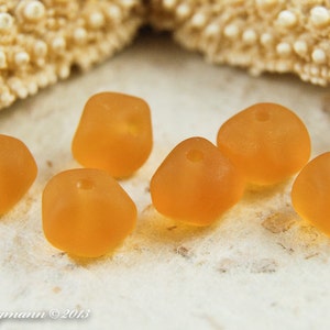 Handmade Beach Glass Style Lampwork Beads, Amber Topaz, Ocean Nuggets image 2