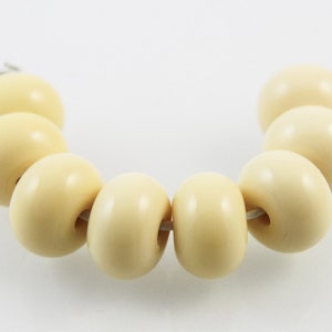 Banana Cream Lampwork Spacer Beads, Handmade Glass Bead Jewelry Supplies, Pale Yellow image 2