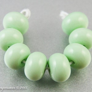 Mint Green Lampwork Spacer Beads, Handmade Glass, Pistachio image 2