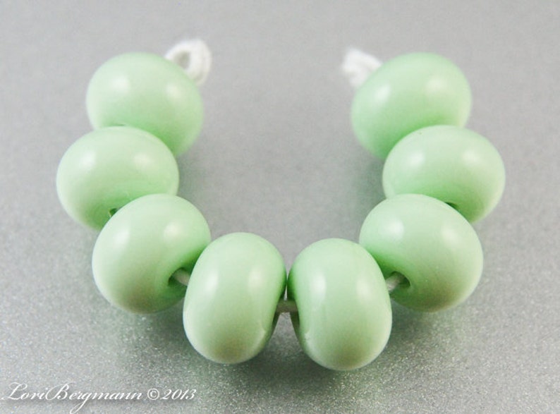 Mint Green Lampwork Spacer Beads, Handmade Glass, Pistachio image 2
