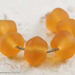 Handmade Beach Glass Style Lampwork Beads, Amber Topaz, Ocean Nuggets