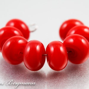 Maraschino Red Lampwork Spacer Beads, Glass, Poppy, Handmade SRA image 3