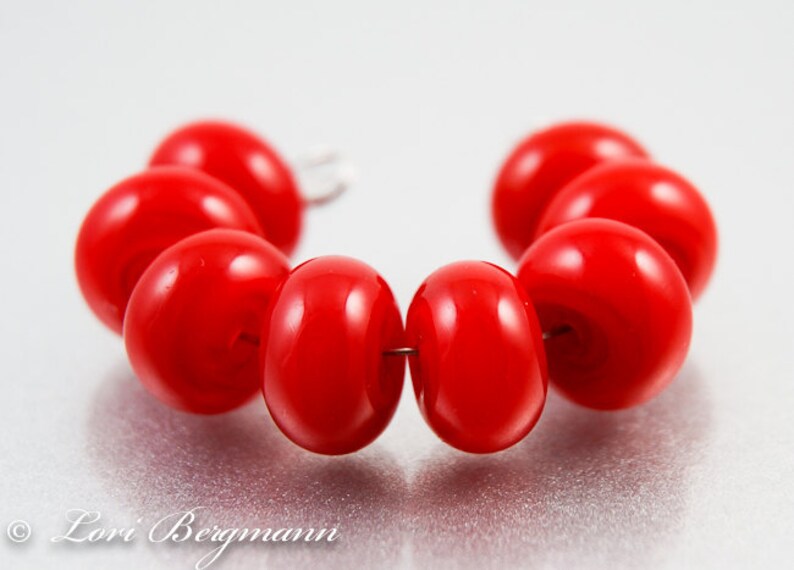 Maraschino Red Lampwork Spacer Beads, Glass, Poppy, Handmade SRA image 3