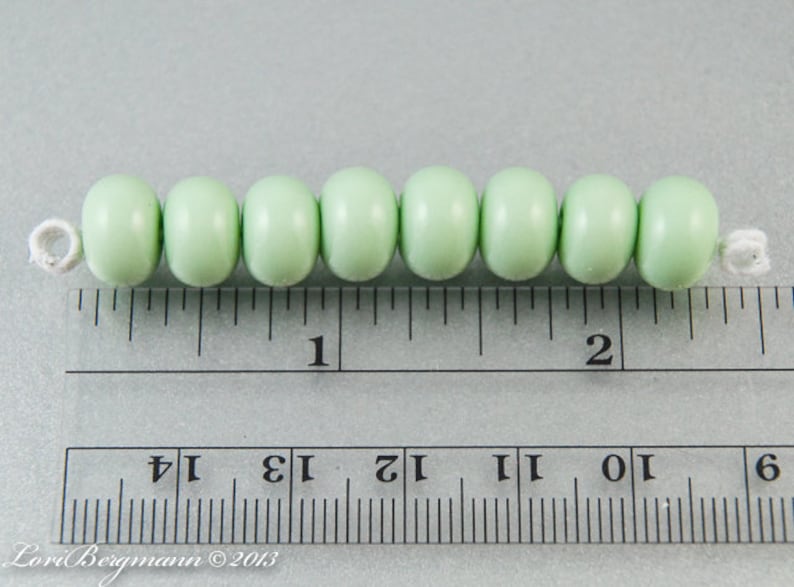 Mint Green Lampwork Spacer Beads, Handmade Glass, Pistachio image 4