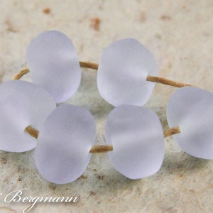 Pale Lavender Lampwork Beads, Etched Beach Nuggets, faux Sea Glass