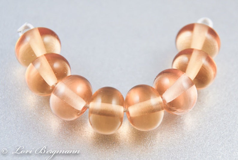 Transparent Peach Lampwork Spacer Beads, Glass Jewelry Supplies, Handmade SRA image 2