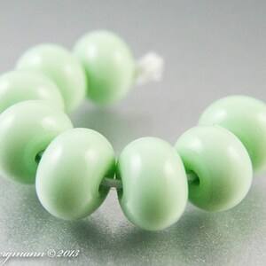 Mint Green Lampwork Spacer Beads, Handmade Glass, Pistachio image 3