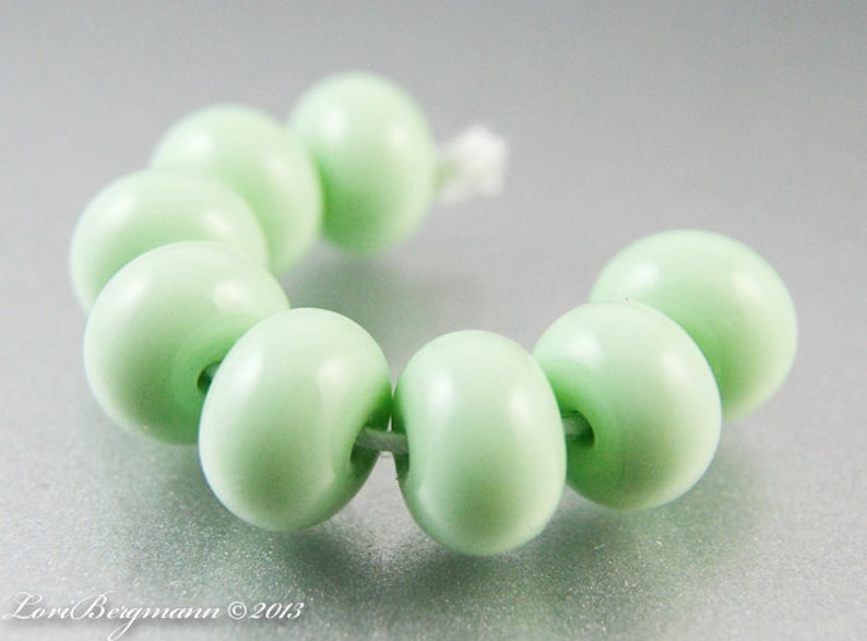 Mint Green Lampwork Spacer Beads, Handmade Glass, Pistachio image 3