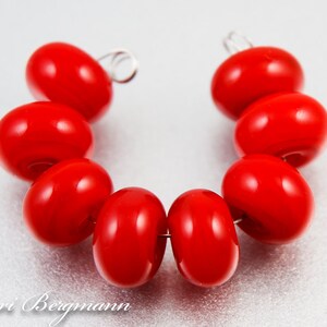 Maraschino Red Lampwork Spacer Beads, Glass, Poppy, Handmade SRA image 2