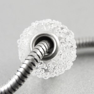 Iced Sugar Big Hole Charm Bead, Bracelet Bead with Sterling Silver core, Winter Jewelry image 4