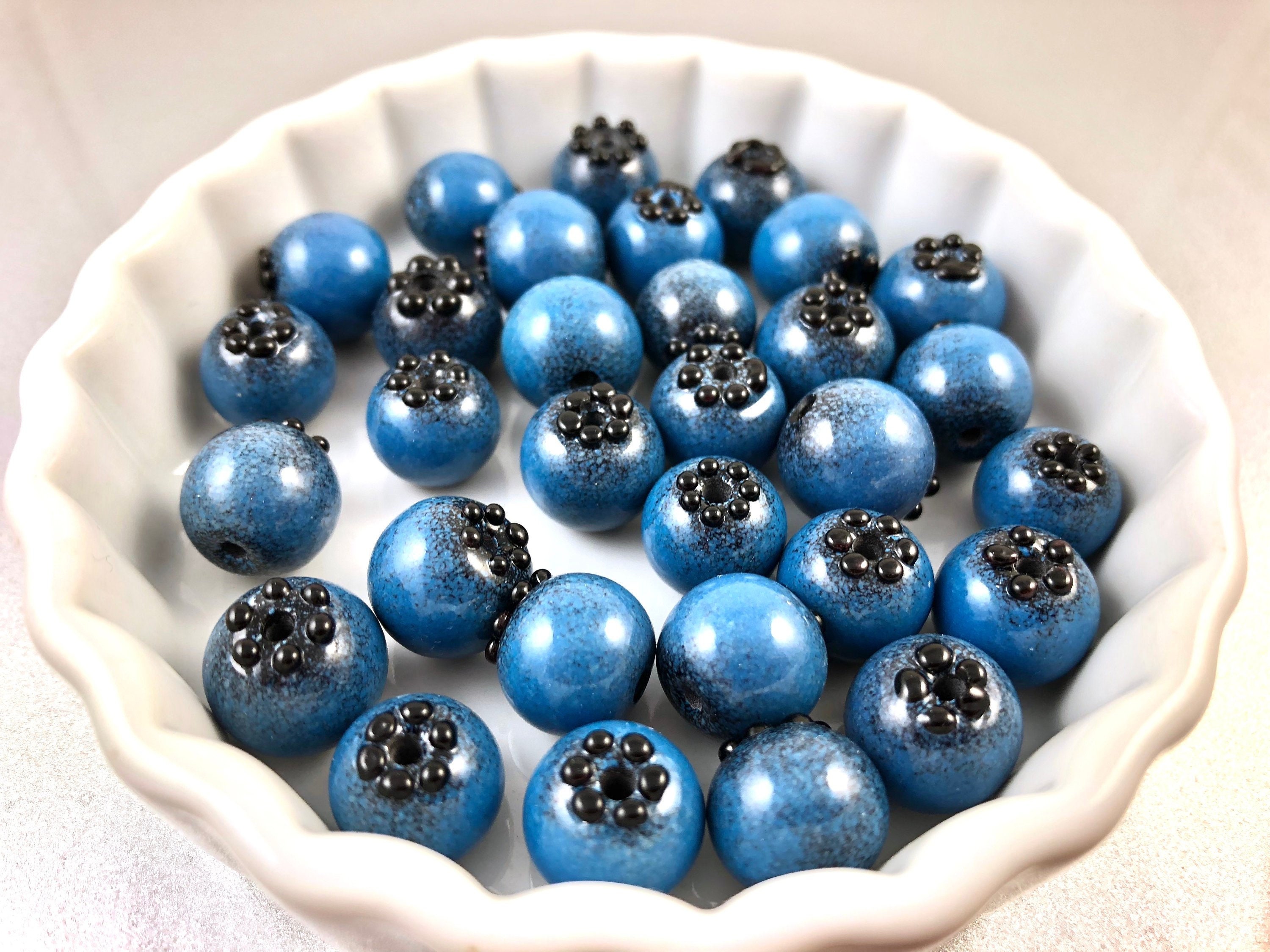 Blueberry Lampwork Bead Handmade Glass Fruit Bead Etsy
