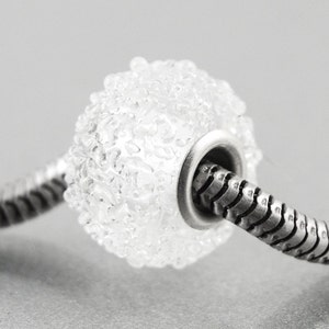 Iced Sugar Big Hole Charm Bead, Bracelet Bead with Sterling Silver core, Winter Jewelry image 1