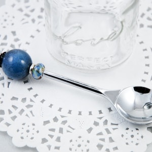 Blueberry Jelly Spoon, Kitchen-Grade Stainless Steel, Jam Spoon, Handmade Lampwork Glass Beads, SRA