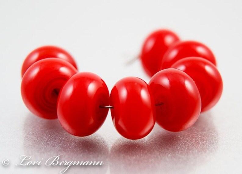 Maraschino Red Lampwork Spacer Beads, Glass, Poppy, Handmade SRA image 1