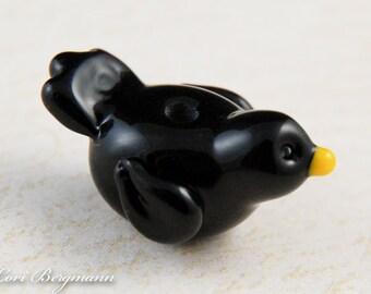 Cuentas de vidrio de Murano hechas a mano, pájaro negro, suministros de joyería
