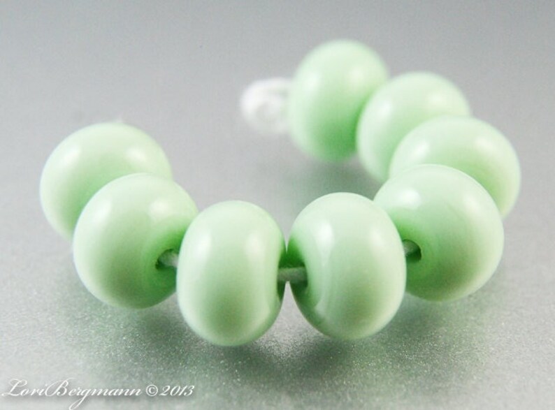 Mint Green Lampwork Spacer Beads, Handmade Glass, Pistachio image 1
