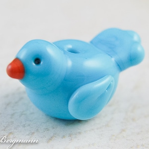 Blue Bird Lampwork Bead, Spring, Handmade Glass Jewelry Supplies