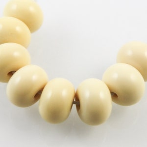Banana Cream Lampwork Spacer Beads, Handmade Glass Bead Jewelry Supplies, Pale Yellow image 3