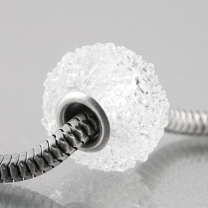 Iced Sugar Big Hole Charm Bead, Bracelet Bead with Sterling Silver core, Winter Jewelry image 3