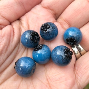 Blueberry Lampwork Bead, Handmade Glass Berry, Single Fruit Bead image 2