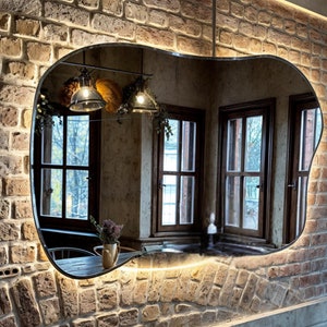 Asymmetric LED Bathroom Mirror: Large Backlit Modern Decor