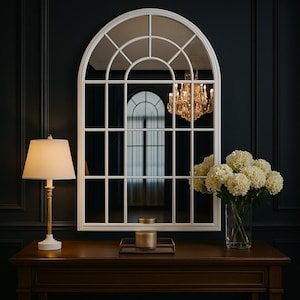 Window Gothic Arched Window Pane Wall Mirror - Window Look Wall Decor Mirror - Elegant Arched Window Mirror - Living Room Window Full Mirror