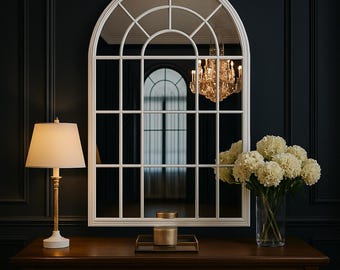 Window Gothic Arched Window Pane Wall Mirror - Window Look Wall Decor Mirror - Elegant Arched Window Mirror - Living Room Window Full Mirror