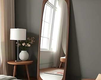 Asymmetrical Full Length Floor Mirror - Modern Wood Frame