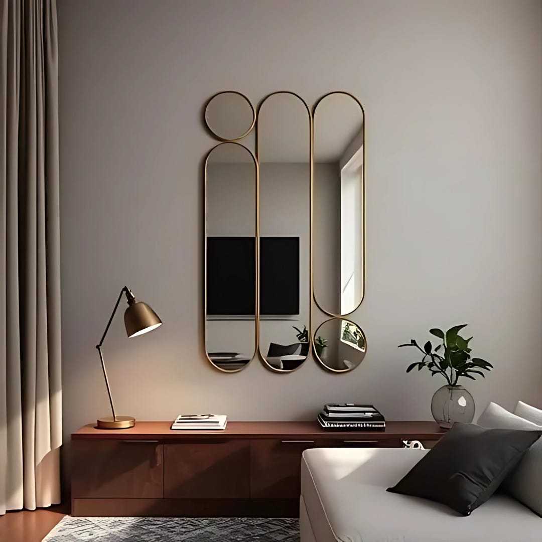 Modern Mirror Set: Elegant Wall Decor, 5 Piece - Etsy