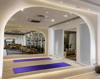 Three-Piece Modern Arched Wall Mirror: Full-Wall Coverage, Gym & Home