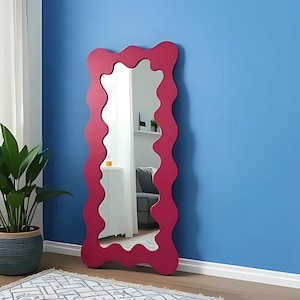 Wavy Full Length Floor Mirror: Asymmetrical Squiggle Design