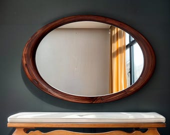 Mid Century Walnut Framed Asymmetrical Wall Mirror