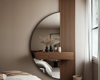 Asymmetrical Half Moon Wall Mirror: Modern Vanity Decor