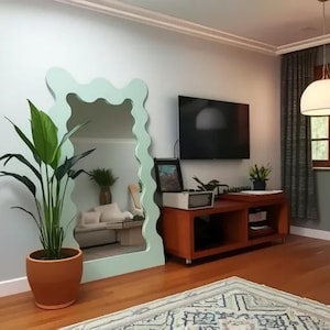 Curvy Full Length Floor Mirror: Wavy Asymmetrical Design