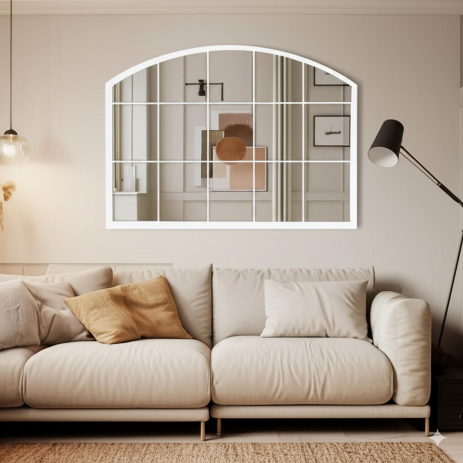 Asymmetrical Rear Window Arch Window Pane Mirror: Black Frame Asymmetrical Wall Decor - Etsy