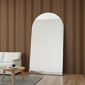 Arched Floor Mirror -  Sleek Full-Length Mirror - Elegant Arched Full Length Floor Mirror - Leaning Against Wall Mirror -Tall Mirror Bedroom