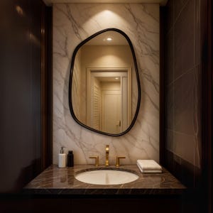 Gold Frame Asymmetrical Mirror: Modern Decorative Wall Hanging