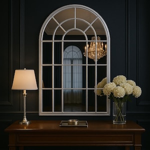 Window Gothic Arched Window Pane Wall Mirror - Window Look Wall Decor Mirror - Elegant Arched Window Mirror - Living Room Window Full Mirror