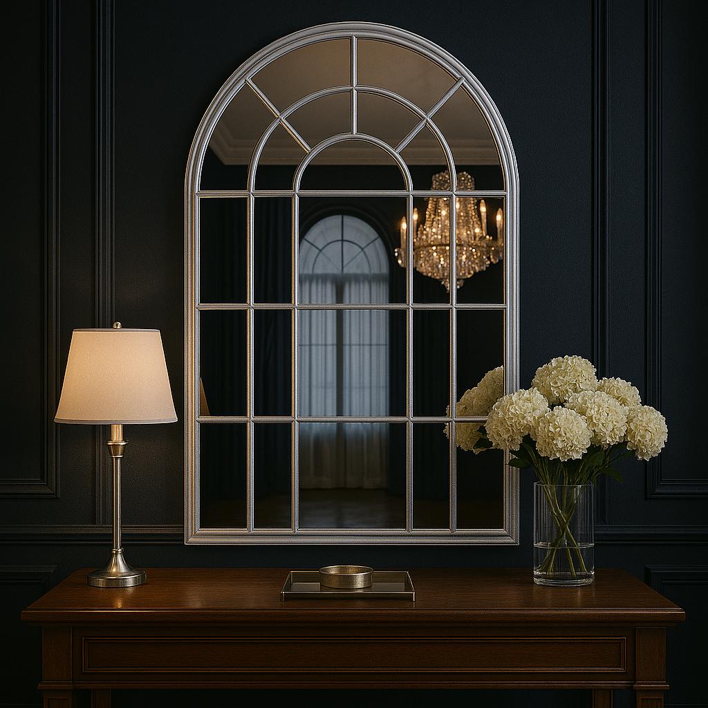 Window Gothic Arched Window Pane Wall Mirror - Window Look Wall Decor Mirror - Elegant Arched Window Mirror - Living Room Window Full Mirror
