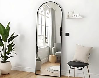 Modern Arched Full Length Floor Mirror: Standing or Hanging