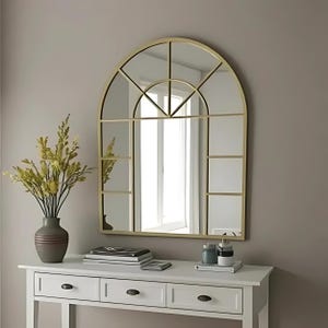 Window Look Wall Decor Mirror - Window Gothic Arched Window Pane Wall Mirror - Elegant Arched Window Mirror - Living Room Window Full Mirror