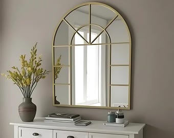 Window Look Wall Decor Mirror - Window Gothic Arched Window Pane Wall Mirror - Elegant Arched Window Mirror - Living Room Window Full Mirror