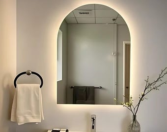 Arched LED Bathroom Mirror: Modern Backlit Wall Mirror