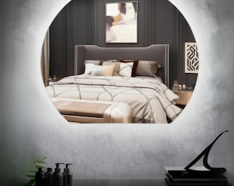 Half Moon Backlit LED Mirror: Modern Bathroom Vanity Light