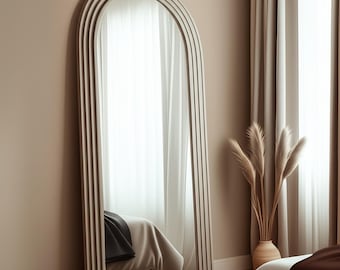 Custom Size Scandinavian Full Length Mirror: Asymmetrical Arch Floor Mirror