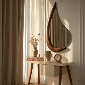 Live Edge Walnut Wood Mirror: Handmade Modern Wall Decor