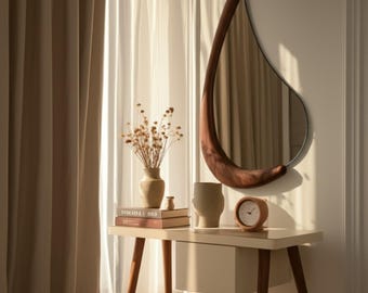 Live Edge Walnut Wood Mirror: Handmade Modern Wall Decor