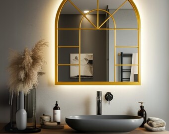Arch Window LED Mirror: Modern Backlit Bathroom Decor
