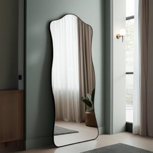 Wavy Full Length Floor Mirror: Asymmetrical Home Decor