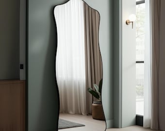 Wavy Full Length Floor Mirror: Asymmetrical Home Decor